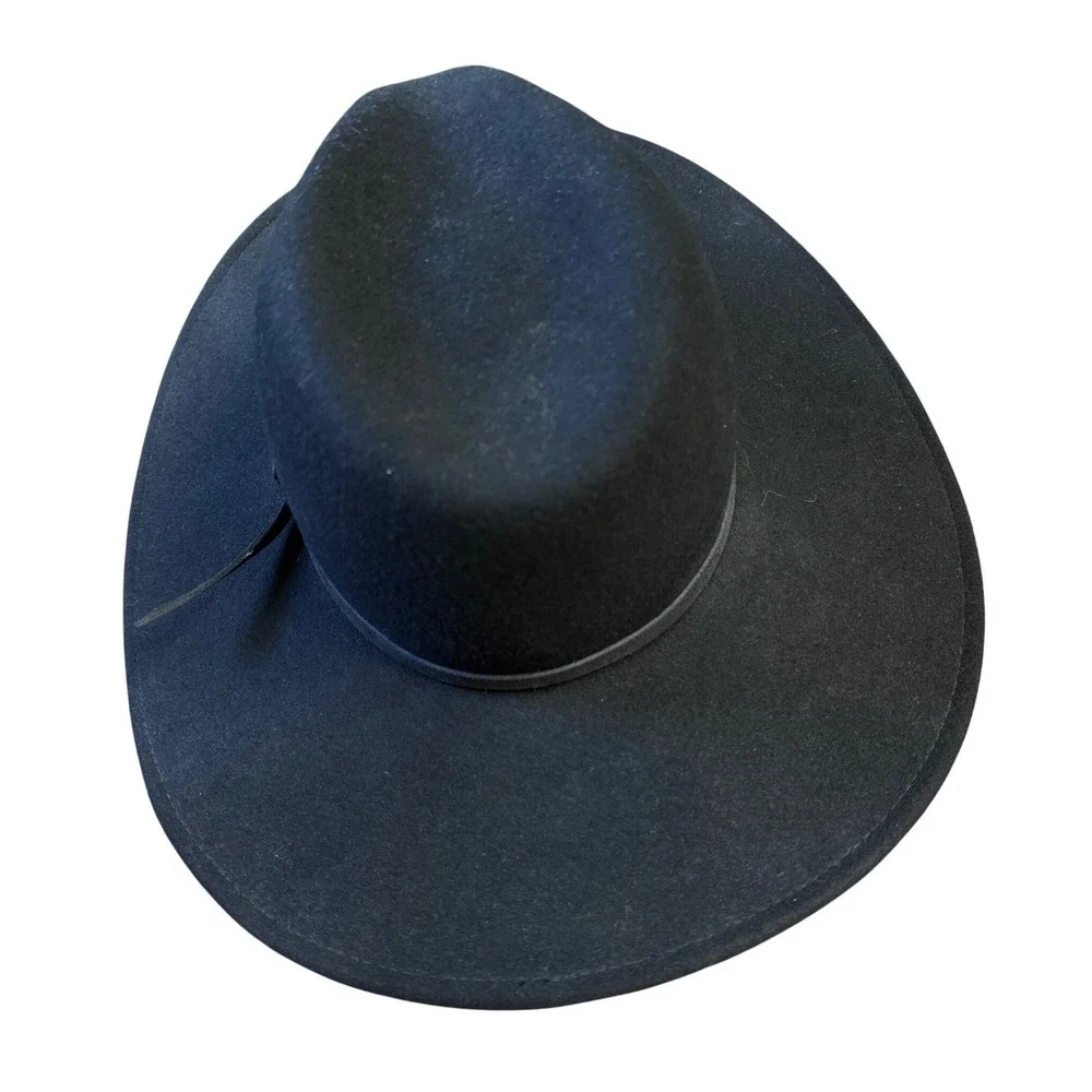 Goorin Bros Black Wide Brim Rancher Fedora Hat Western Boho Festival Large